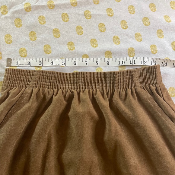 Vintage Brown A-Line Midi Skirt With Pockets Elastic Waist size 10 - Picture 2 of 7